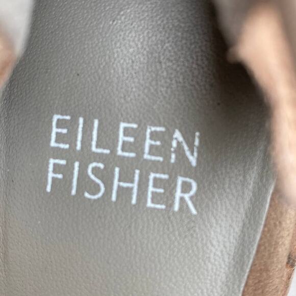 Eileen Fisher Nikki Women Earth Tan Leather Peep Toe Stacked Heeled Sandals 7 - Picture 11 of 11